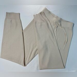 Cyrus Women's Cream Soft Knit Jogger Sweatpants, Women’s Small